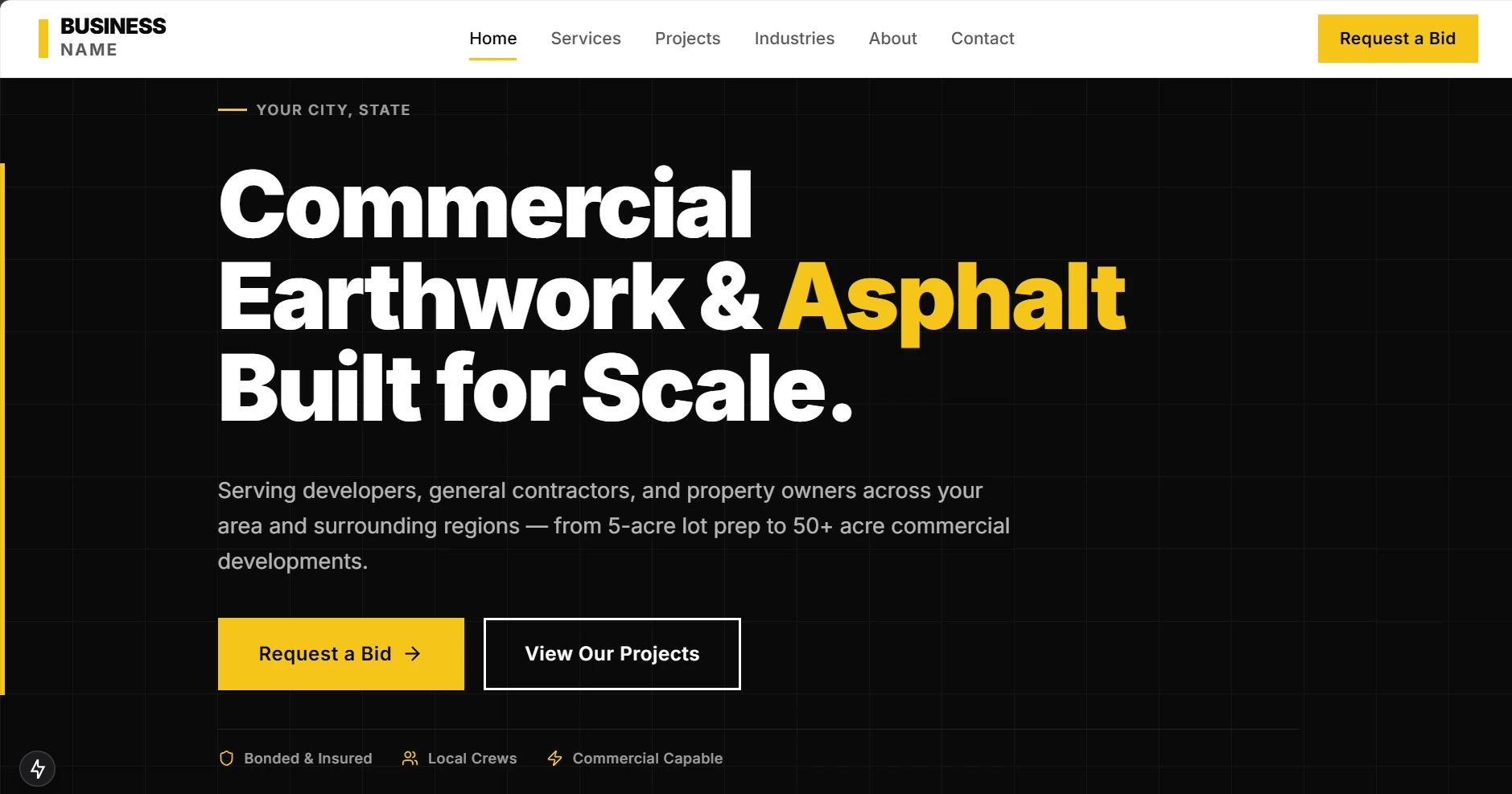 Commercial Earthwork & Asphalt website screenshot